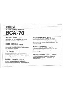 Sony BCA 70 manual. Camera Instructions.